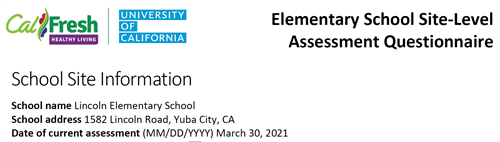 TRIENNIAL ASSESSMENT RESULTS